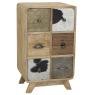 Chest of drawers in mango wood and cow skins