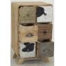 Chest of drawers in mango wood and cow skins