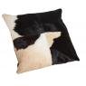 Coussin carré en peau de vache noir et blanc