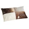 Rectangular brown and white cow skin cushion