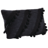Cotton cushion with black pompoms