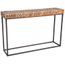 Black metal and wooden console table 