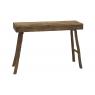 Rustic pine wood and metal console table
