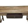 Rustic pine wood and metal console table