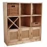 Waxed spruce wood cabinet 6 boxes 3 doors