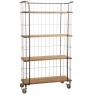 Wood and metal shelf on wheels