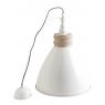 Ivory lacquered metal and wood hanging lamp