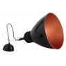 Black lacquered metal and wood hanging lamp