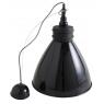 Black lacquered metal and wood hanging lamp