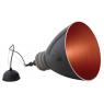 Grey lacquered metal and wood hanging lamp