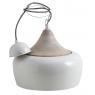 Ivory lacquered metal and wood lamp