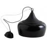 Black lacquered metal and wood lamp