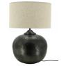 Cotton and metal round table lamp