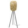 Natural hand woven hyacinth and metal lamp 