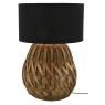 Black cotton and woven bamboo lamp