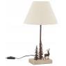 Metal lamp with deer and firs 