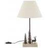 Metal lamp with deer and firs 