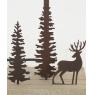 Metal lamp with deer and firs 