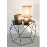Metal and rattan rounded bedside lamp