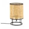 Metal and rattan rounded bedside lamp