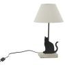 Metal and wooden lamp with cat design