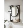 Miroir étagère en métal, verre et bois