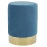 Pouf in light blue velvet color with golden feet