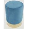 Pouf in light blue velvet color with golden feet