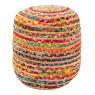 Multicolored cotton and jute pouffe