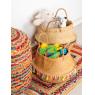 Multicolored cotton and jute pouffe