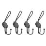Set of 4 cast iron coat hooks