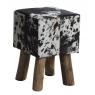 Tabouret carré en peau de vache