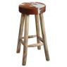 Tabouret de bar en peau de vache et bois