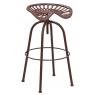 Tabouret tracteur pivotant en métal rouge antique