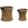 Natural and black reed stools