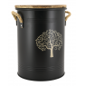 Black metal stool shaped log basket Tree