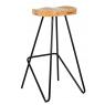 Metal and oiled elm wood stool
