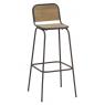 Industrial pine wood and metal bar stool