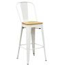 White metal and wooden bar stool