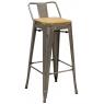 Brushed steel and wooden bar stool