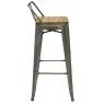 Brushed steel and wooden bar stool