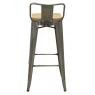 Brushed steel and wooden bar stool