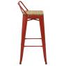 Red metal and wood bar stool 