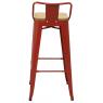 Red metal and wood bar stool 