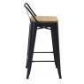 Black steel and elm wood bar stool 