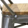 Brushed steel and elm wood bar stool 