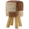 Tabouret en peau de chèvre et teck