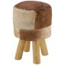 Tabouret en peau de chèvre et teck