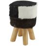 Tabouret en peau de chèvre et teck