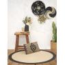 Round jute floor mat with black edge